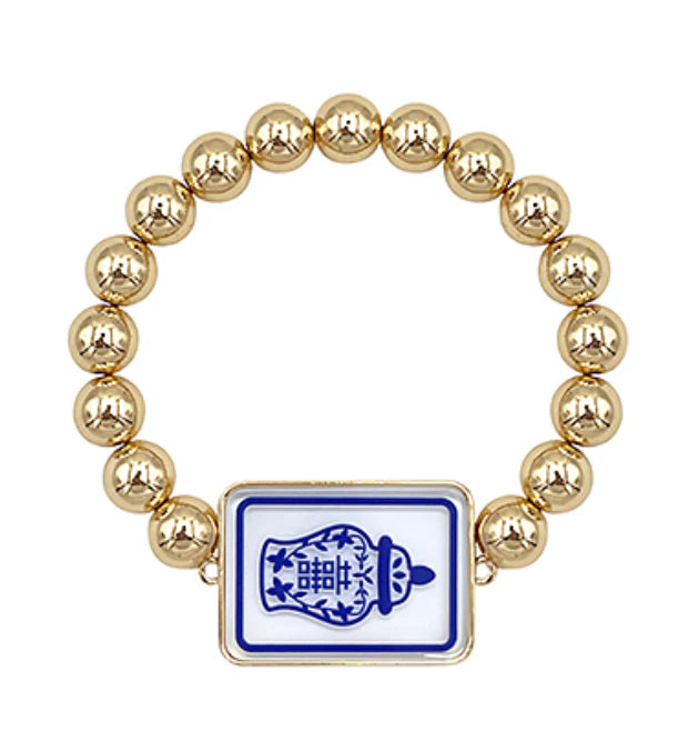 PORCELAIN & GOLD MAHJONG BRACELET