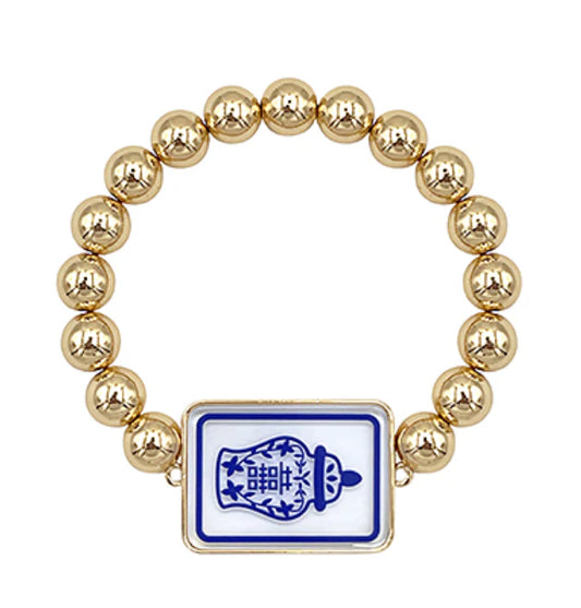 PORCELAIN & GOLD MAHJONG BRACELET