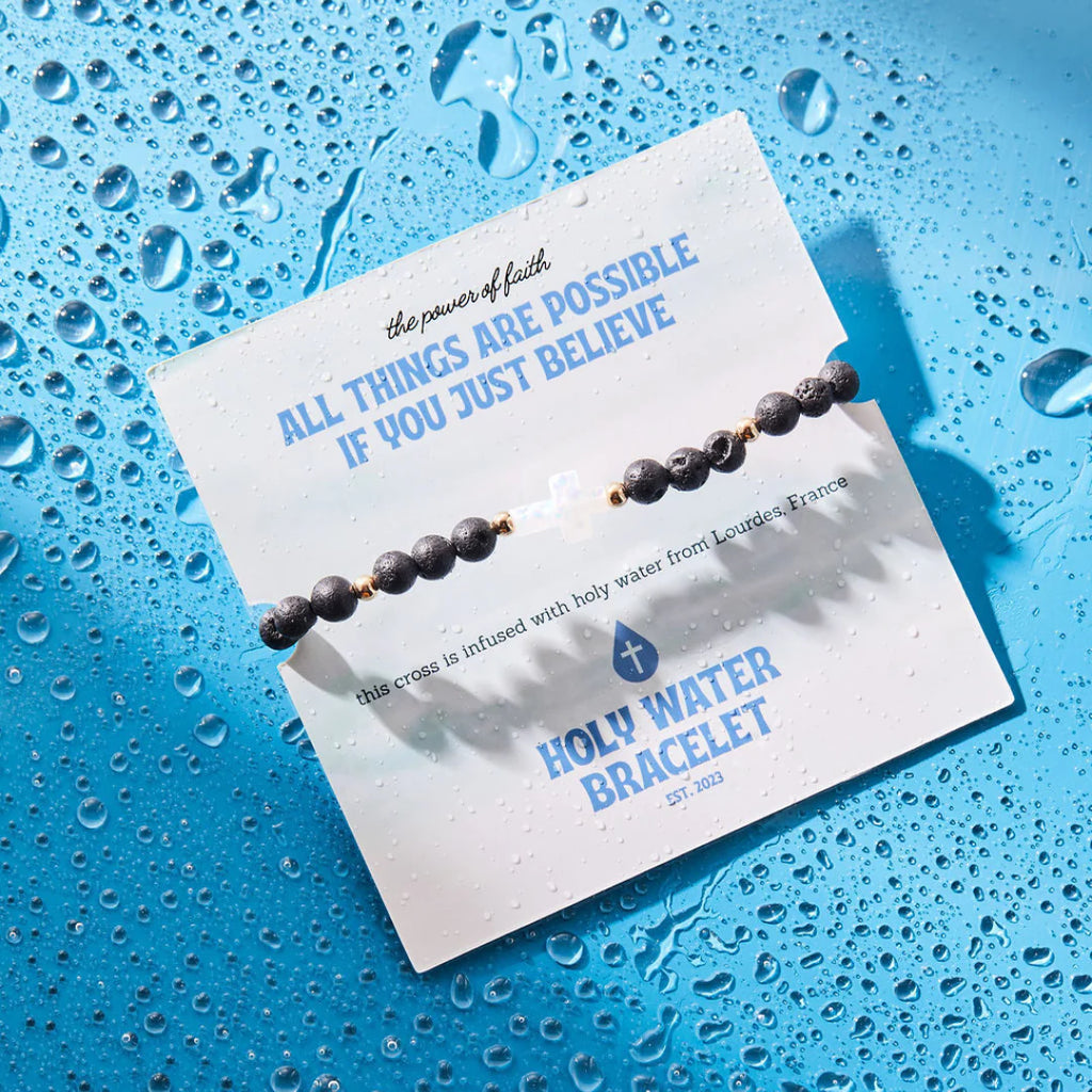 Holy Water Mens Lava Rock Bracelet - Silver