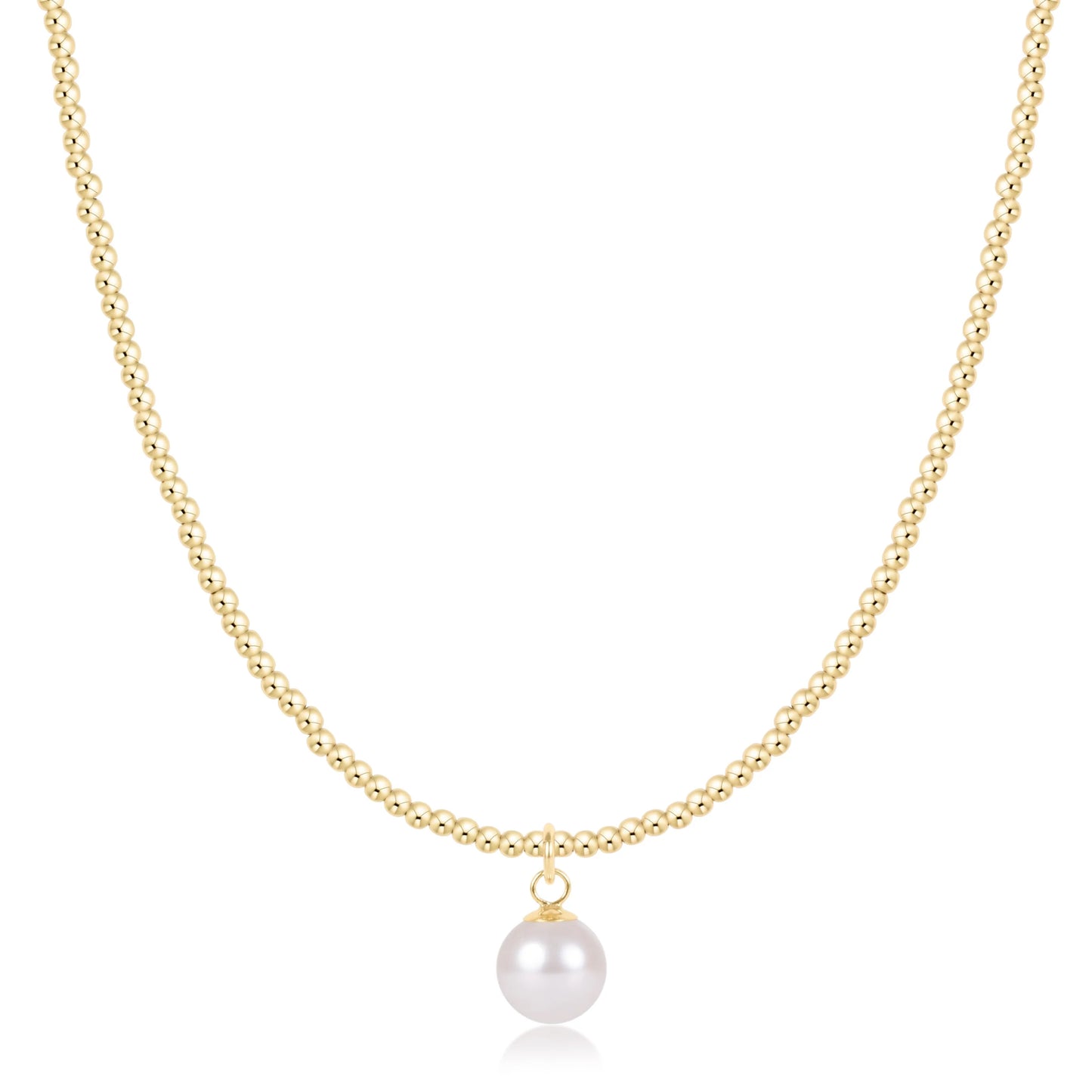 17" CHOKER BEADED - CLASSIC GOLD 2MM - CLASSIC PEARL 8MM CHARM