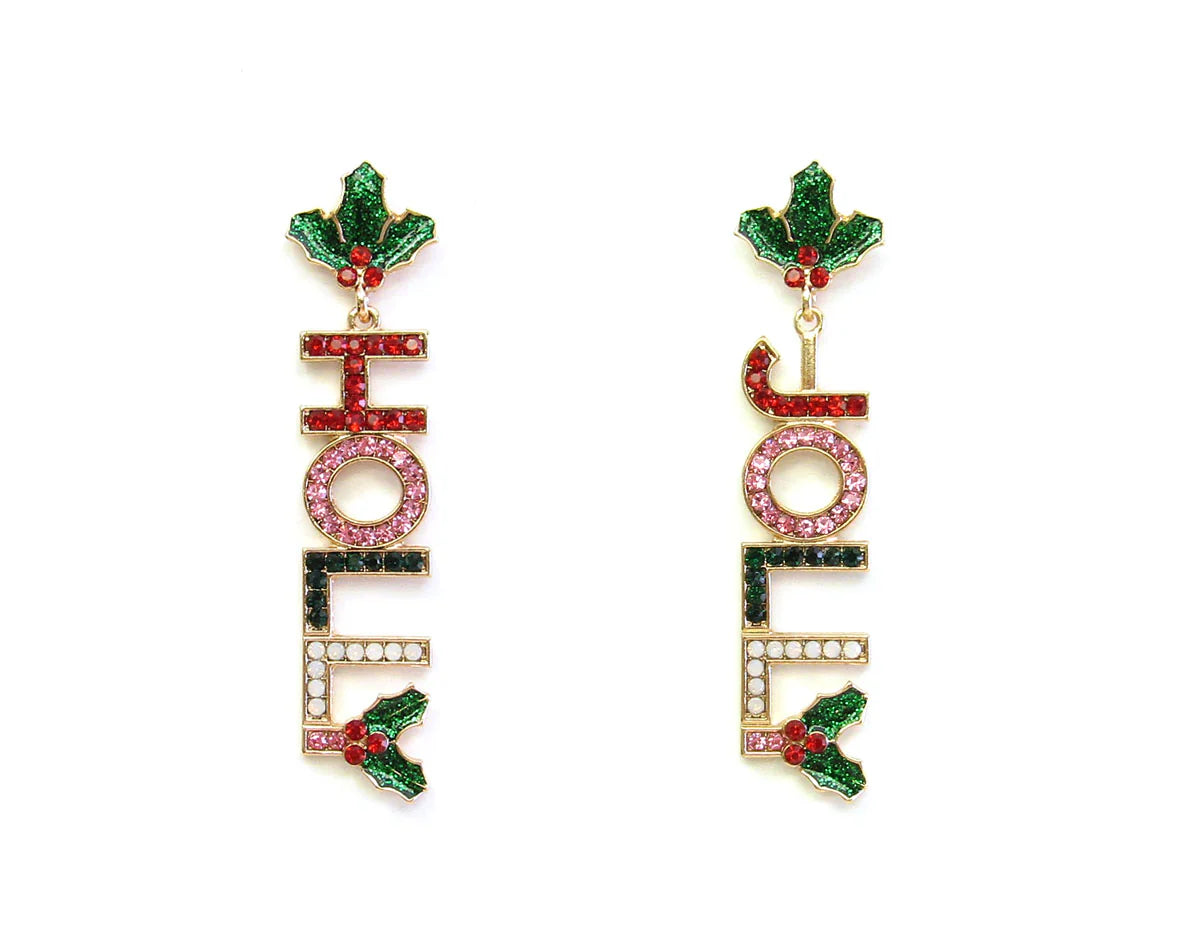 Holly Jolly Rhinestone Christmas 2.75" Earrings