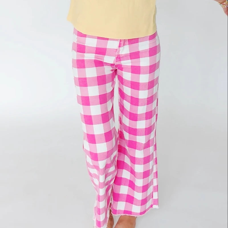 COTTON CANDY GINGHAM DENIM PANTS