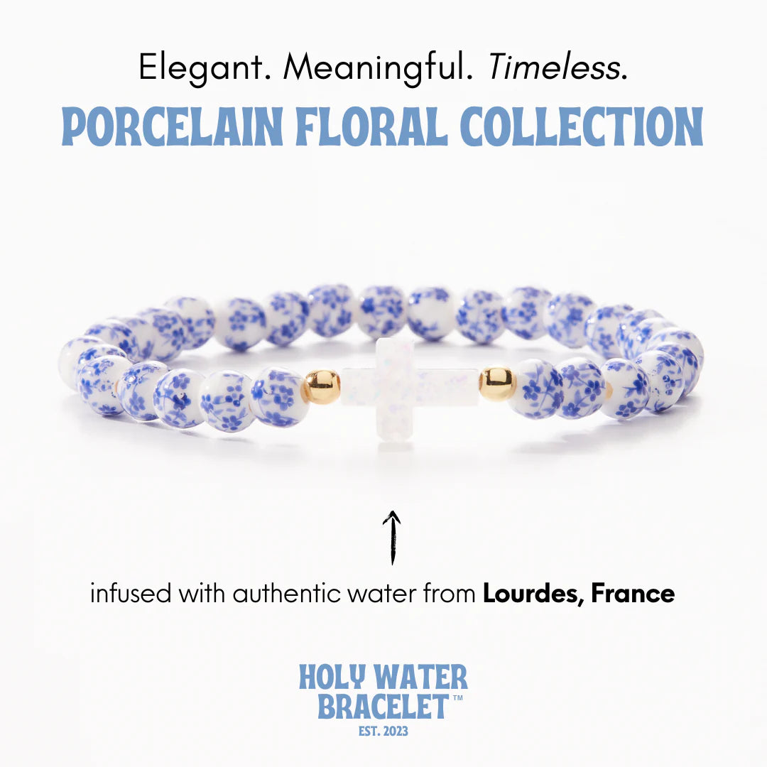 Holy Water Porcelain Cross Bracelet - Gold
