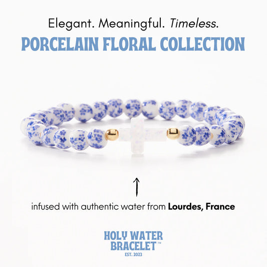 Holy Water Porcelain Cross Bracelet - Gold