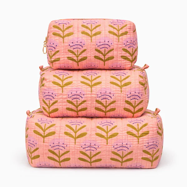 QUILTED 3PC COSMETIC BAG SET