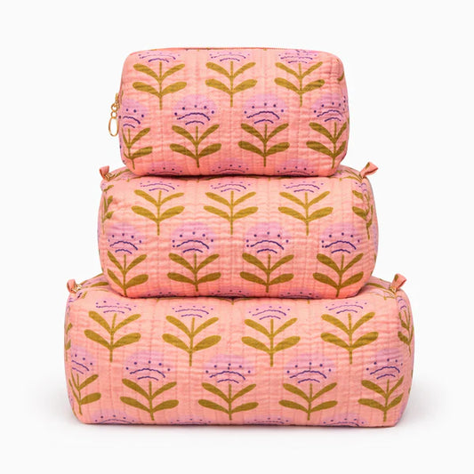 QUILTED 3PC COSMETIC BAG SET