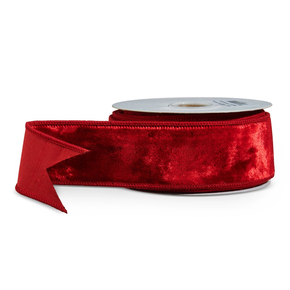 2.5"X10 YDS. DEEP RED VELVET WIRED RIBBON