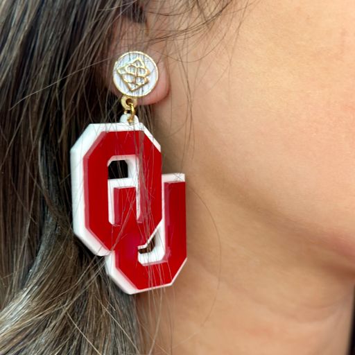 Crimson & White OU Earrings - Pharm Favorites by Economy Pharmacy