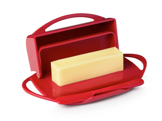 BUTTERIE FLIP BUTTER DISH W/SPREADER - RED