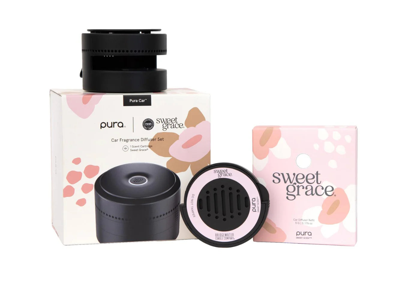 PURA + BRIDGEWATER SWEET GRACE CAR DIFFUSER SET