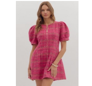 PINK TWEED MINI DRESS