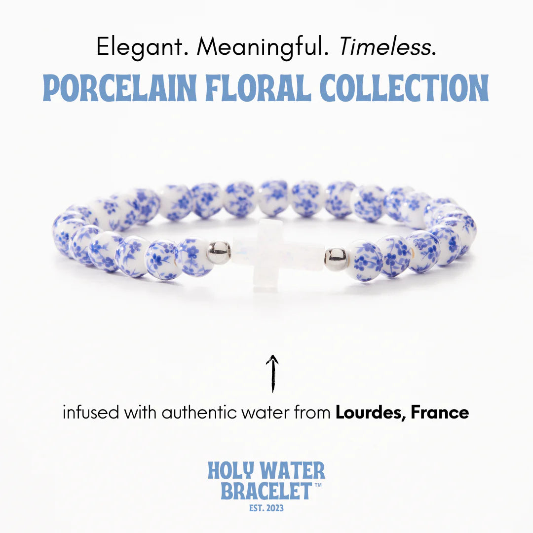 Holy Water Porcelain Cross Bracelet - Silver