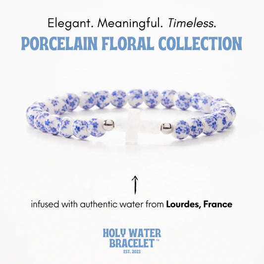 Holy Water Porcelain Cross Bracelet - Silver