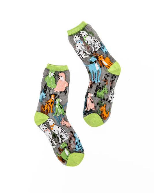 SOCK CANDY - DOPAMINE DOGS BLACK SHEER CREW SOCKS - Pharm Favorites by Economy Pharmacy