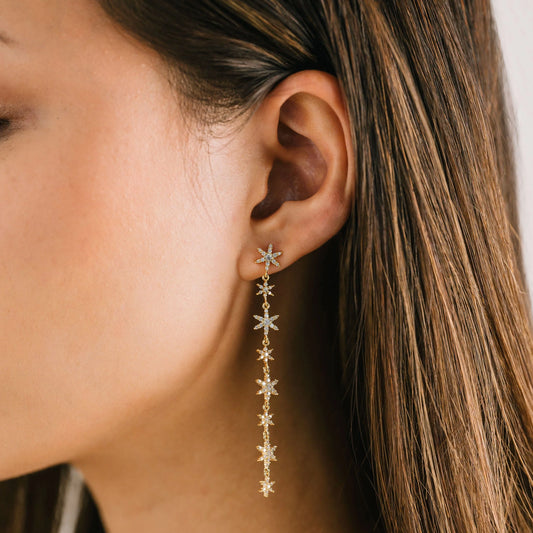 SOL CZ DROP STUD EARRINGS - GOLD