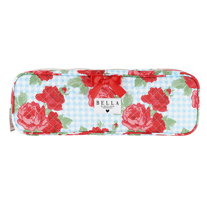 QUILTED HAIR TOOL BAG - ROSES AND BLUE GINGHAM