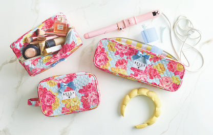 QUILTED HAIR TOOL BAG - ROSES