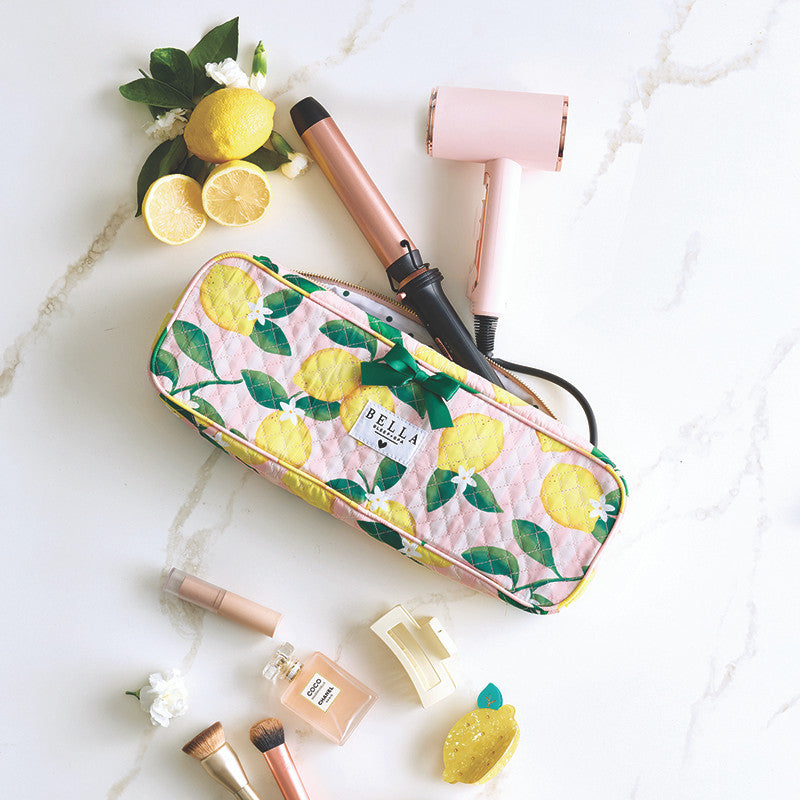 QUILTED HAIR TOOL BAG - LEMON
