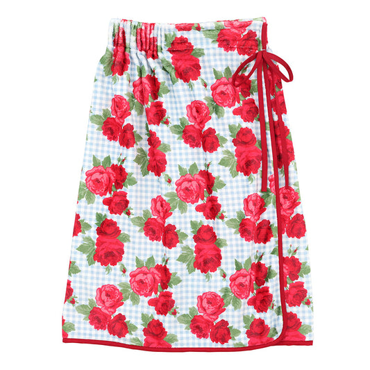 SPA WRAP - ROSES AND BLUE GINGHAM