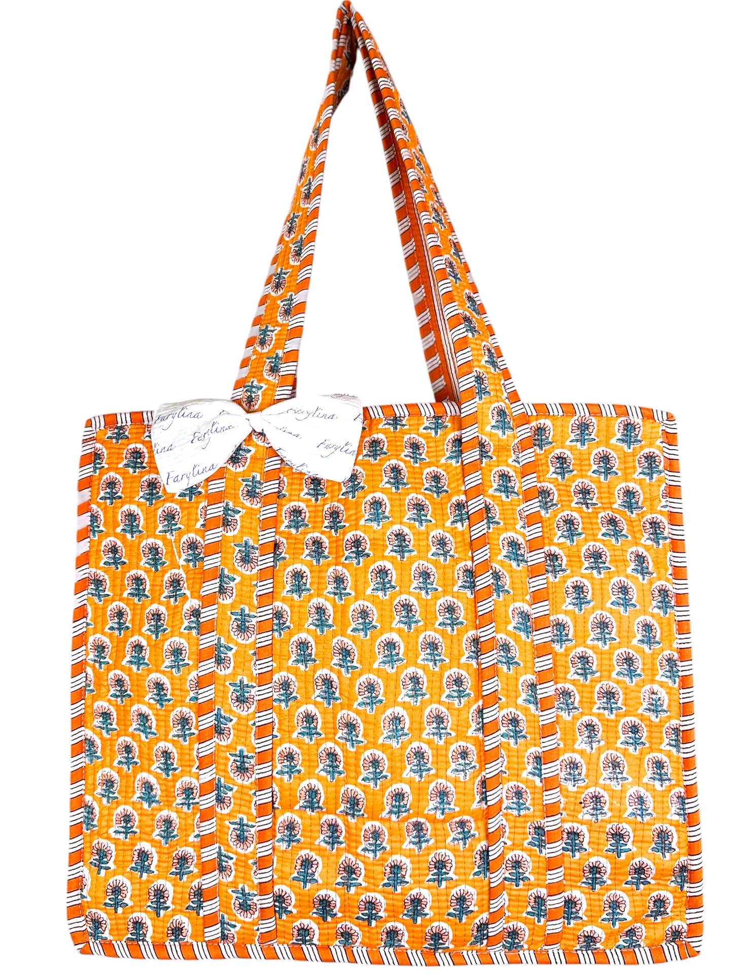 JANE QUILTED TOTE BAGE W/ZIPPER & BOW