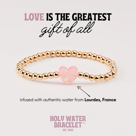 Holy Water Porcelain Pink Heart Bracelet - Gold