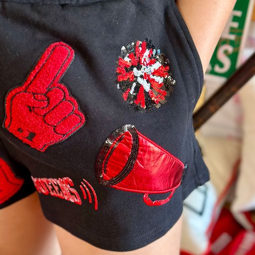 Queen of Sparkles Black & Red Icon Gameday Queen Shorts