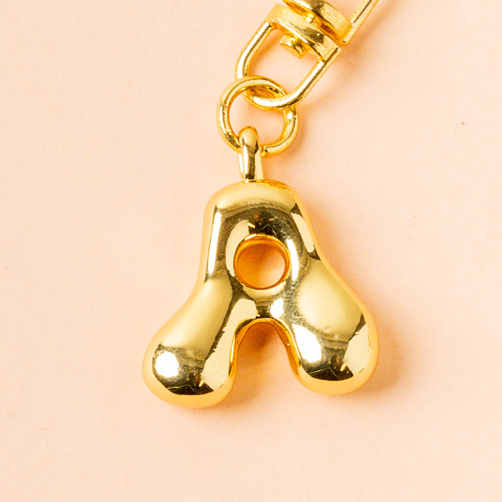 GOLD BUBBLE LETTER KEYCHAIN