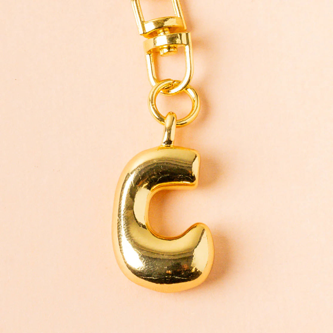 GOLD BUBBLE LETTER KEYCHAIN
