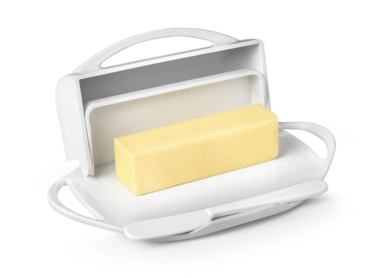 BUTTERIE FLIP BUTTER DISH W/SPREADER - WHITE