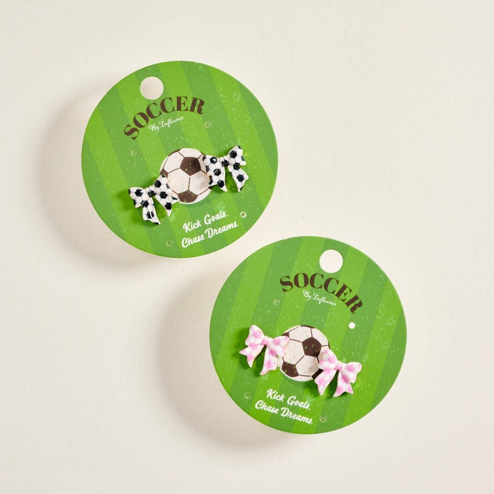 ENAMEL SOCCER BALL PRINT BOW ENAMEL EARRINGS