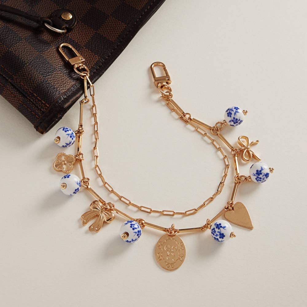 Mixed Metal Charms W Ceramic Beads Swag Bag Charm