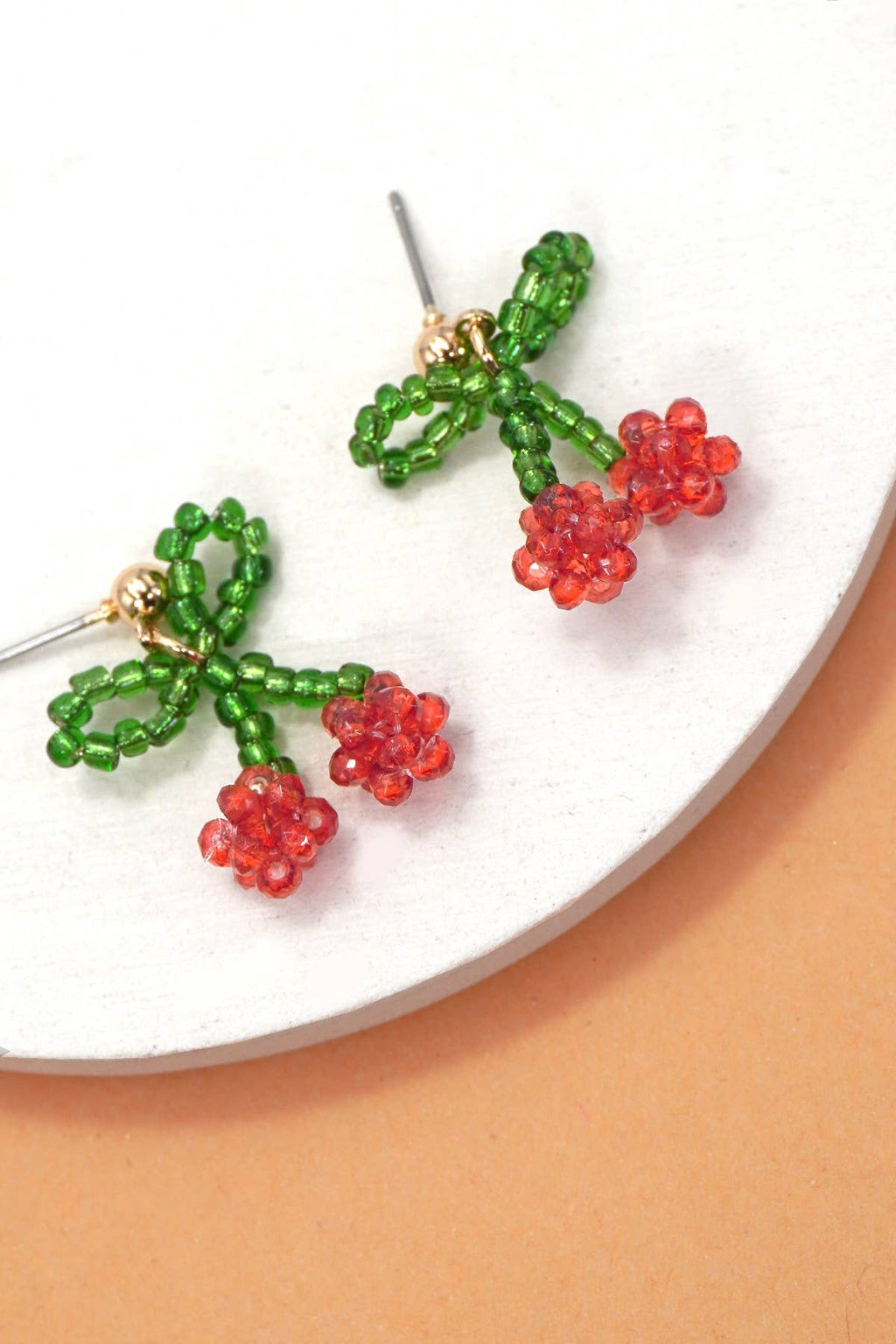 CHERRY BEADED DROP EARRINGS