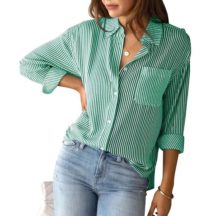 STRIPED TOP LOOSE LONG SLEEVES SHIRT