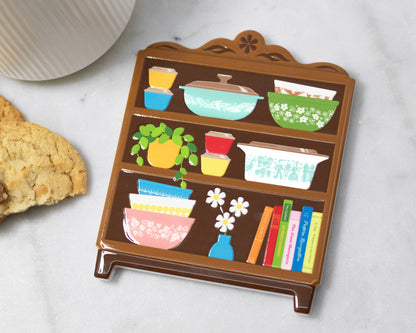 3D RETRO KITCHEN HUTCH CERAMIC COASTER - VINTAGE BOWLS