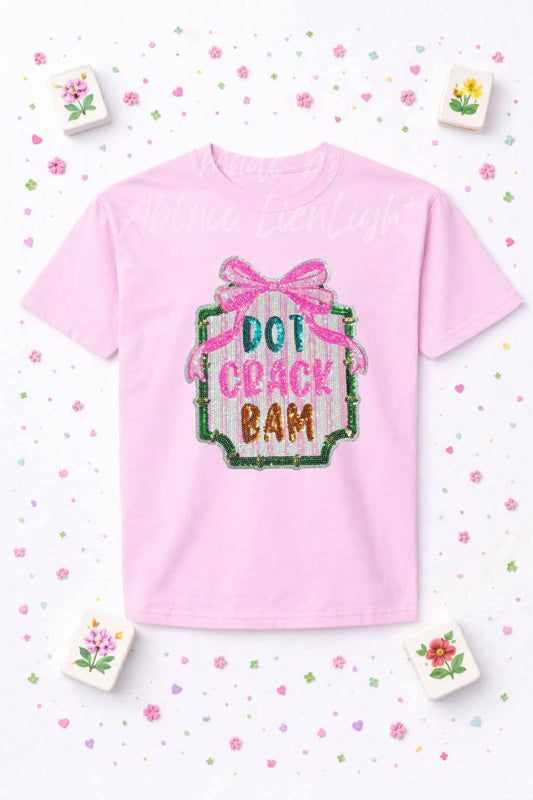 PINK DOT CRACK BAM MAHJONG SEQUIN T-SHIRT