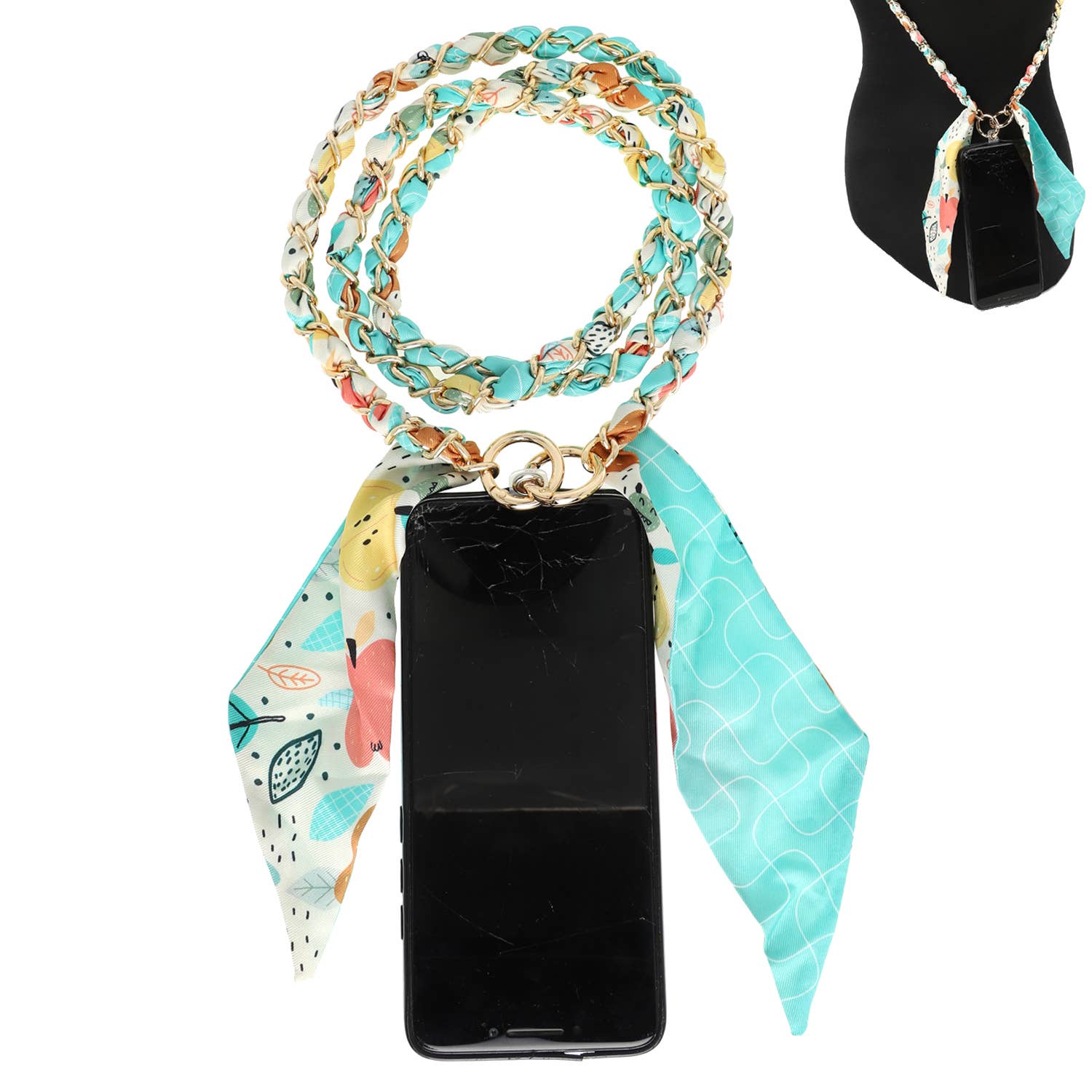 Printed Scarf Cellphone Crossbody Attachment