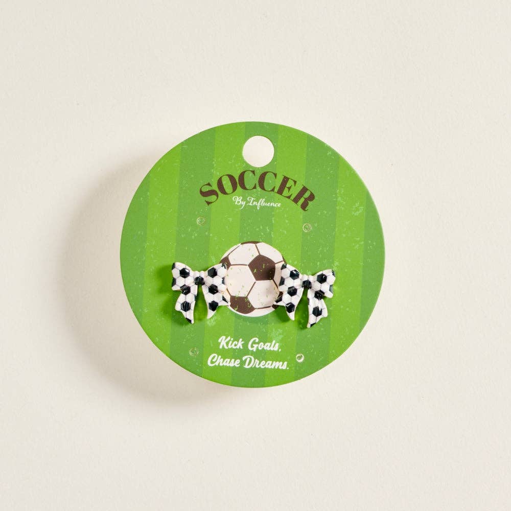 ENAMEL SOCCER BALL PRINT BOW ENAMEL EARRINGS
