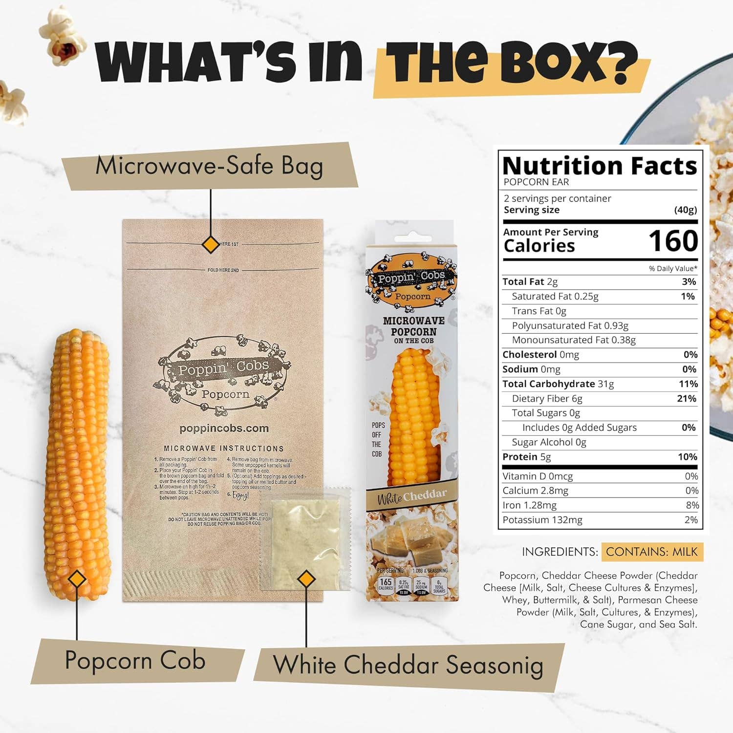 Popcorn on the Cob with White Cheddar Seasoning