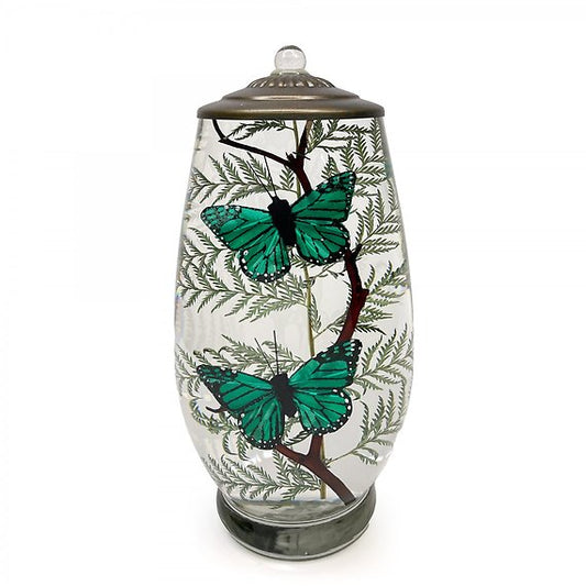 LIFETIME CANDLES - BRANDY - GREEN BUTTERFLIES