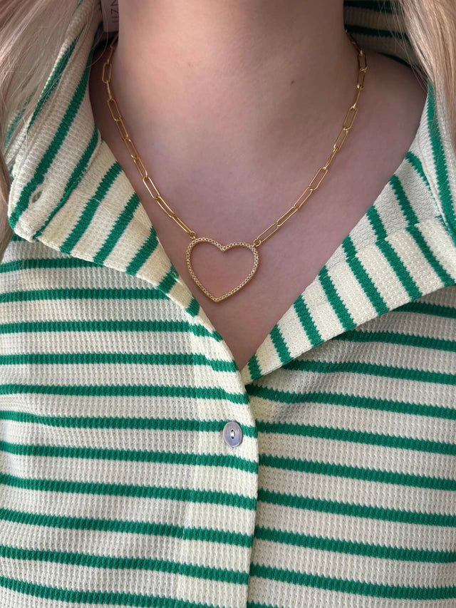 Cream Romper with Emerald Stripes