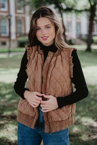 QUILTED RUFFLE VEST