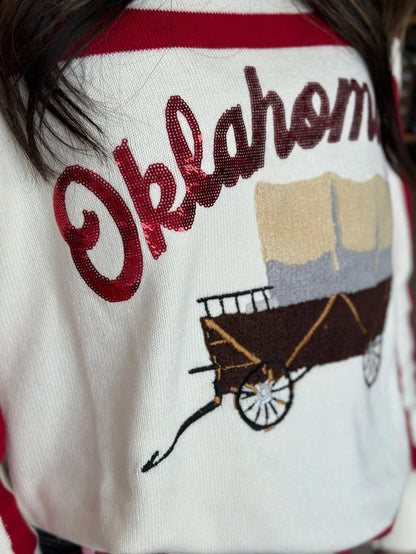 CRIMSON & WHITE OKLAHOMA SOONER SCHOONER SWEATER