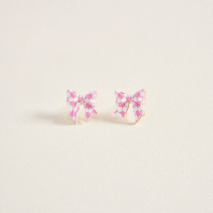 ENAMEL SOCCER BALL PRINT BOW ENAMEL EARRINGS