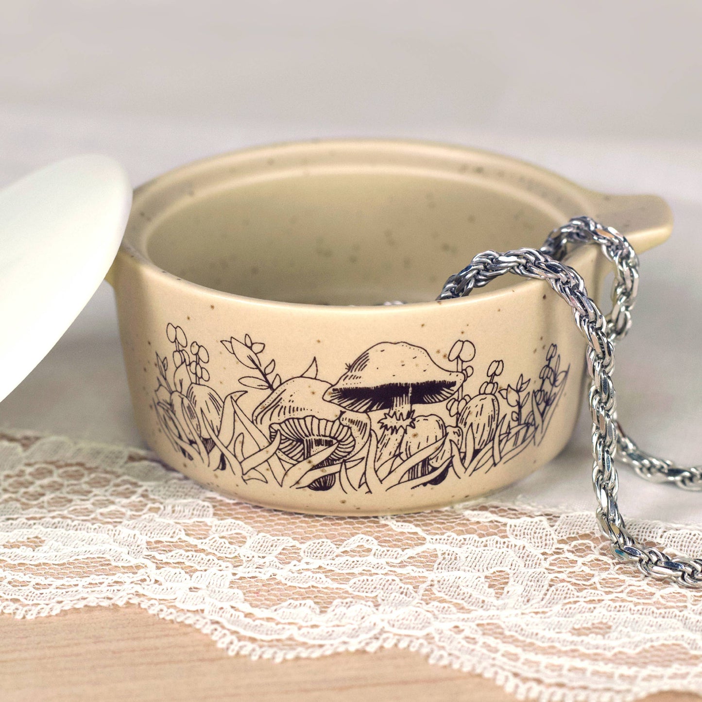 PYREX-INSPIRED FOREST FANCIES CASSEROLE CERAMIC TRINKET BOX