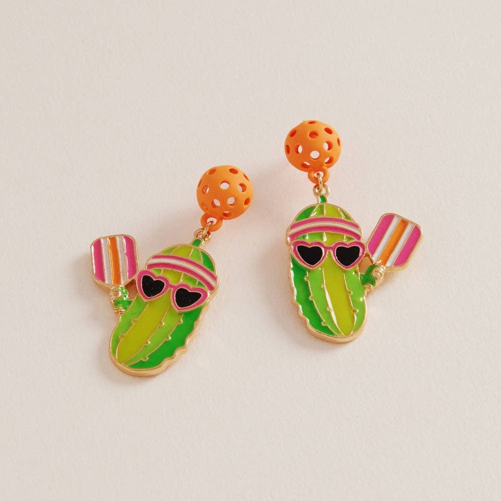 PICKLE PLAYING PICKLEBALL HYPOALLERGENIC EARRINGS