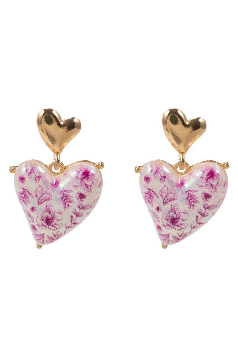 Valentine Heart Pearl Vintage Flower Post Earrings
