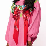 Bright Pink Multi Wreath Around Neck Sweater Dress 