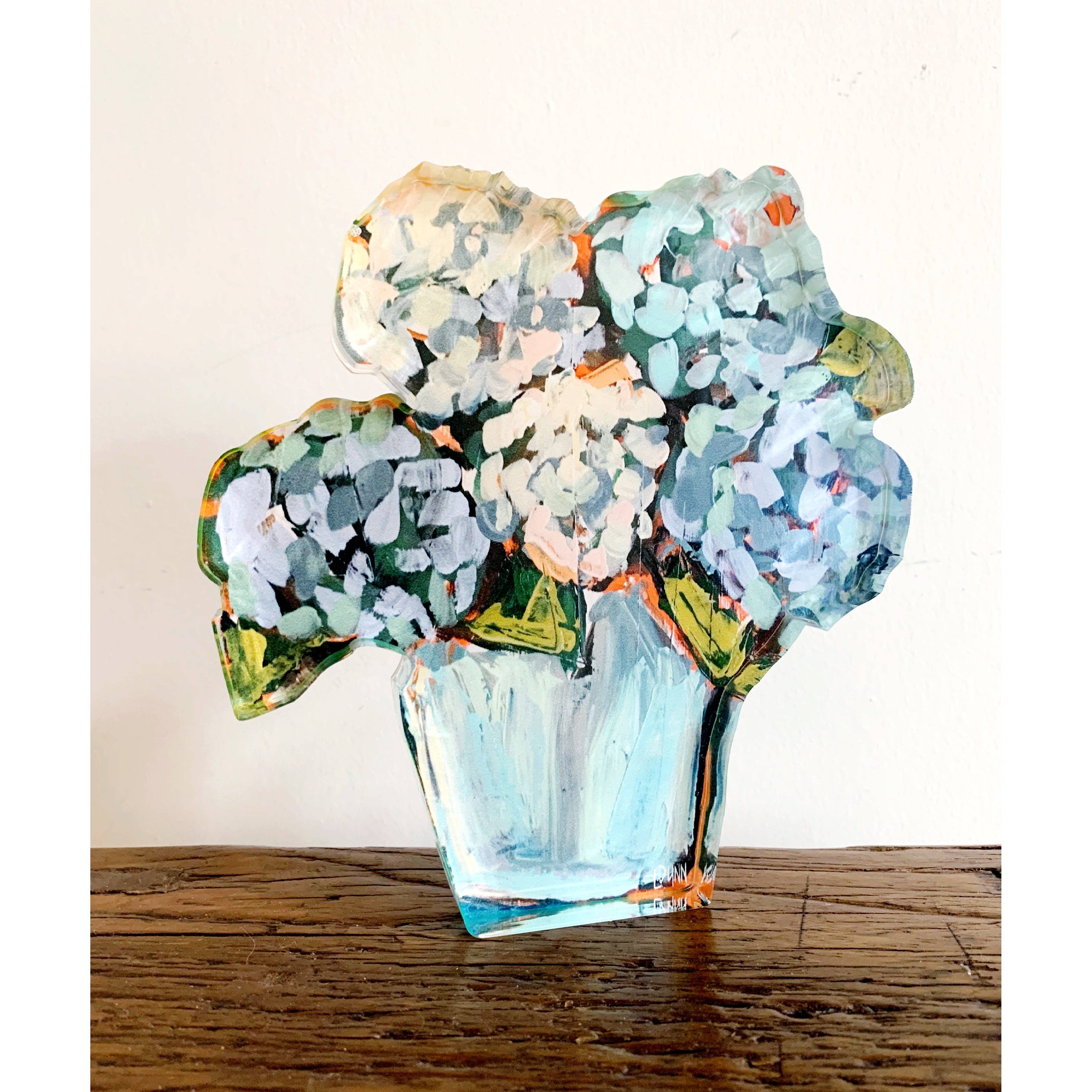 BLUE HYDRANGEA ACRYLIC BLOOM BLOCK LARGE