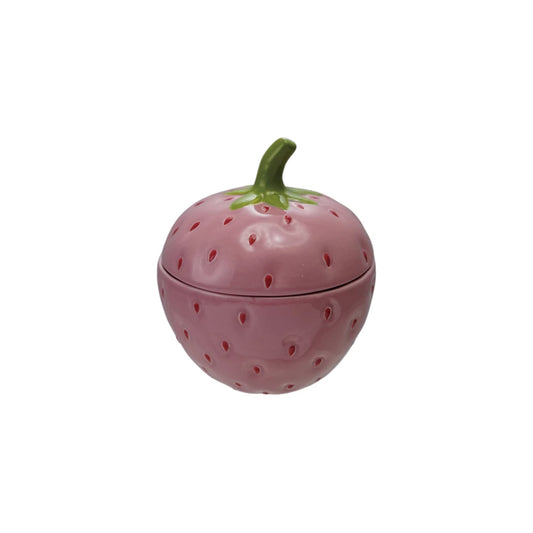 CERAMIC JAR STRAWBERRY W LID