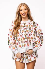 GREY NUTCRACKER & CANDY CANE SWEATSHIRT